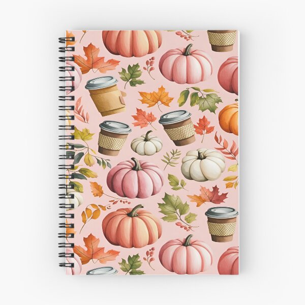 Item preview, A Whimsical Autumn Coffee Cup, Leaves, and Pumpkins Seamless Pattern on a Light Pink Background designed and sold by Matt_Smith.