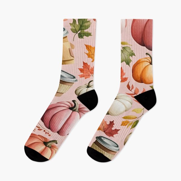 Item preview, A Whimsical Autumn Coffee Cup, Leaves, and Pumpkins Seamless Pattern on a Light Pink Background designed and sold by Matt_Smith.