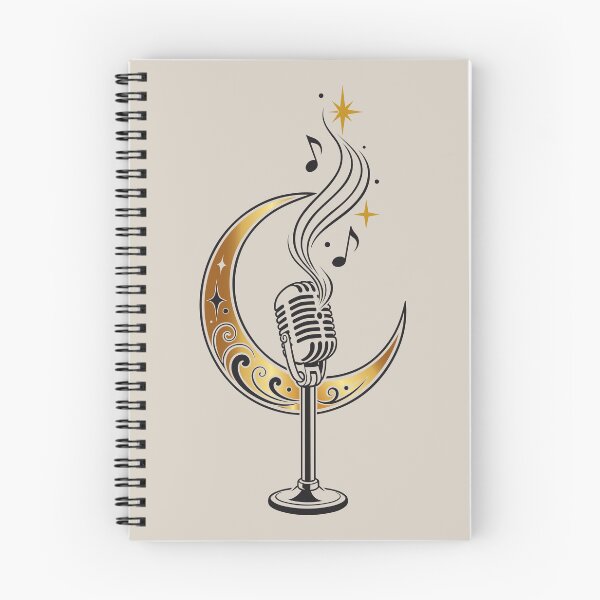 Item preview, Retro microphone crescent moon music singing moon symbol designed and sold by Christine Krahl.