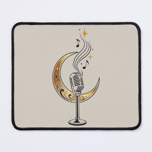 Item preview, Retro microphone crescent moon music singing moon symbol designed and sold by Christine Krahl.