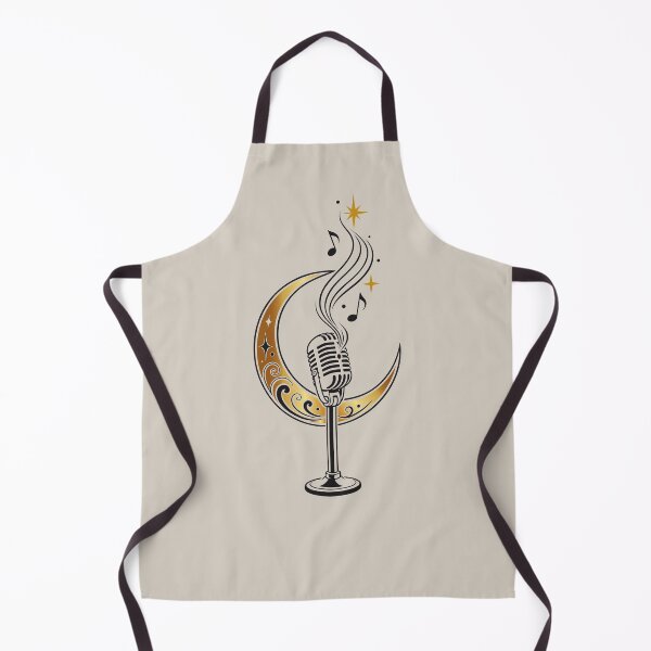 Item preview, Retro microphone crescent moon music singing moon symbol designed and sold by Christine Krahl.