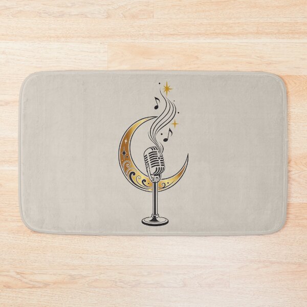 Item preview, Retro microphone crescent moon music singing moon symbol designed and sold by Christine Krahl.