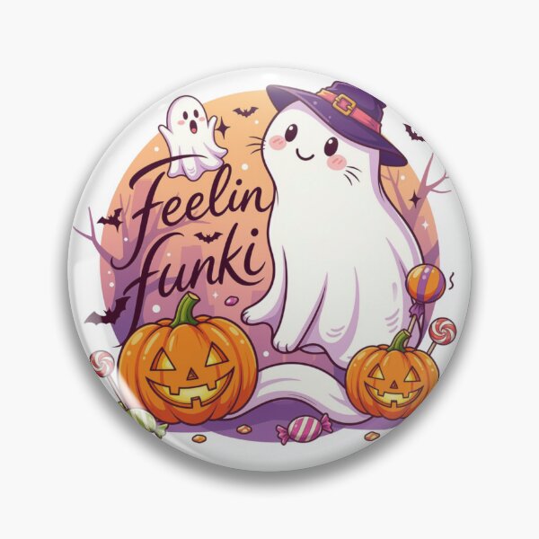 Item preview, Feelin Funki Cute Ghost Cat Halloween Witch Illustration designed and sold by TheChalkyFox.
