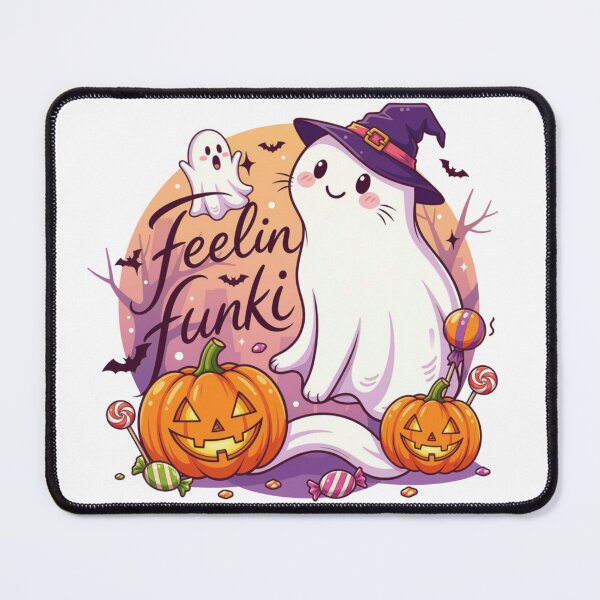Item preview, Feelin Funki Cute Ghost Cat Halloween Witch Illustration designed and sold by TheChalkyFox.