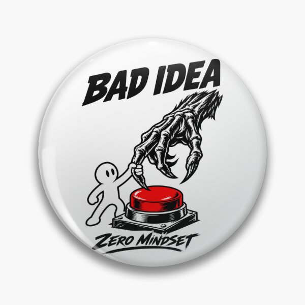 Item preview, Bad Idea T-Shirt 020, Dark Humor Graphic Tee, Zero Mindset Shirt, Monster Hand Red Button Design, Bold Streetwear Statement Tee designed and sold by RestartFromZero.