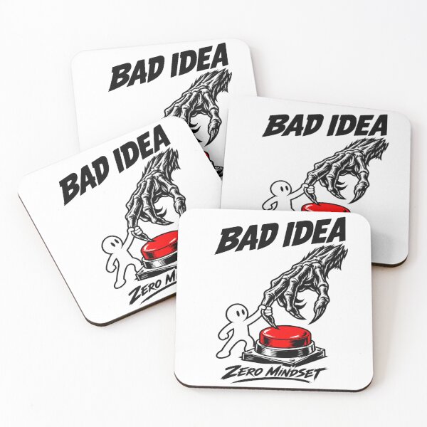 Item preview, Bad Idea T-Shirt 020, Dark Humor Graphic Tee, Zero Mindset Shirt, Monster Hand Red Button Design, Bold Streetwear Statement Tee designed and sold by RestartFromZero.