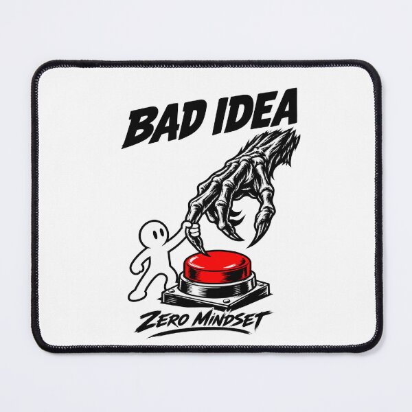 Item preview, Bad Idea T-Shirt 020, Dark Humor Graphic Tee, Zero Mindset Shirt, Monster Hand Red Button Design, Bold Streetwear Statement Tee designed and sold by RestartFromZero.