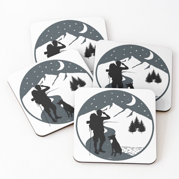 Item preview, Mountain Night Trekker & Dog Silhouette Art designed and sold by GiaoCalonas.