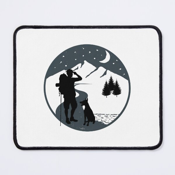 Item preview, Mountain Night Trekker & Dog Silhouette Art designed and sold by GiaoCalonas.
