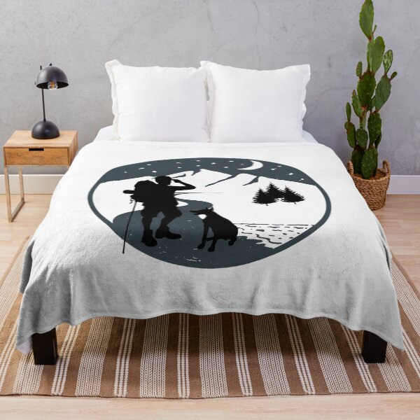 Item preview, Mountain Night Trekker & Dog Silhouette Art designed and sold by GiaoCalonas.