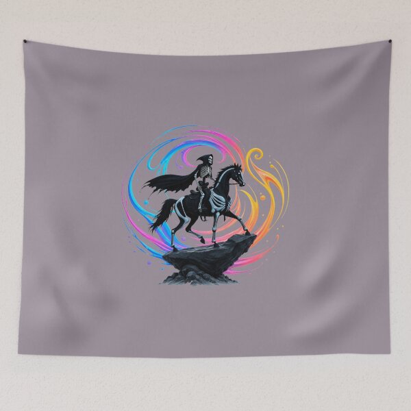 Item preview, Skeleton rider on a black horse – Dark Fantasy designed and sold by Rose Design & Photos.