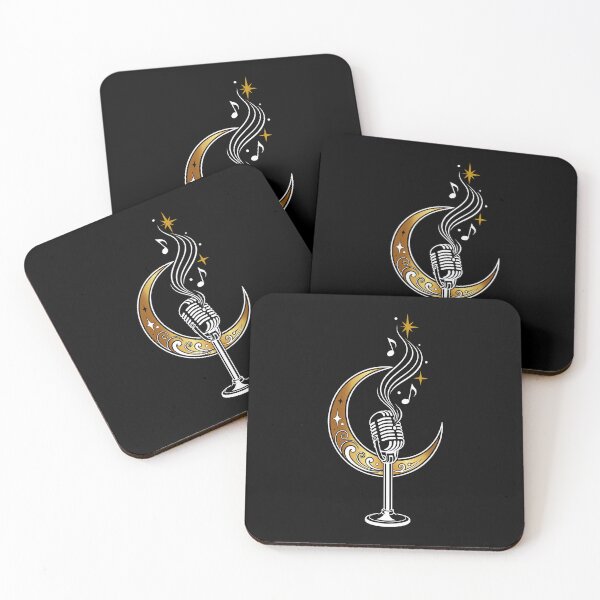 Item preview, Retro microphone crescent moon music singing moon symbol designed and sold by Christine Krahl.