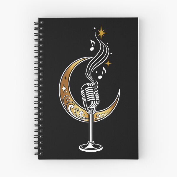 Item preview, Retro microphone crescent moon music singing moon symbol designed and sold by Christine Krahl.