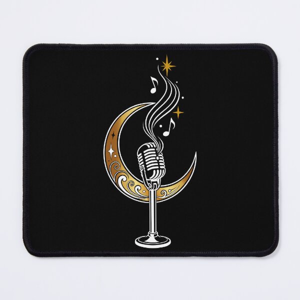 Item preview, Retro microphone crescent moon music singing moon symbol designed and sold by Christine Krahl.