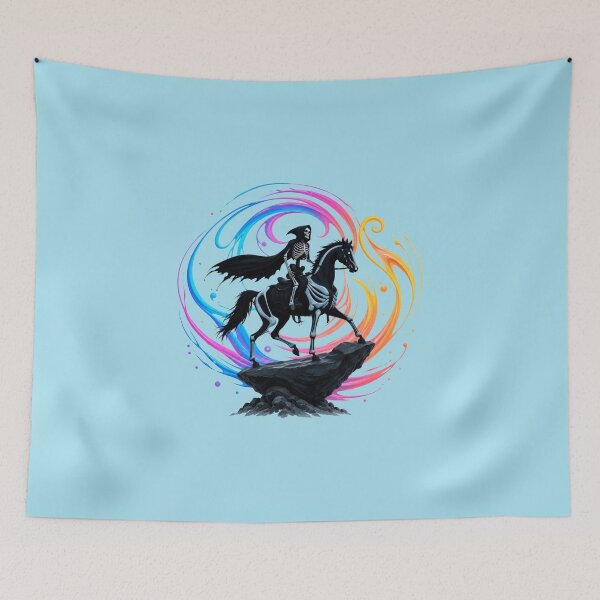 Item preview, Skeleton rider on a black horse – Dark Fantasy designed and sold by Rose Design & Photos.