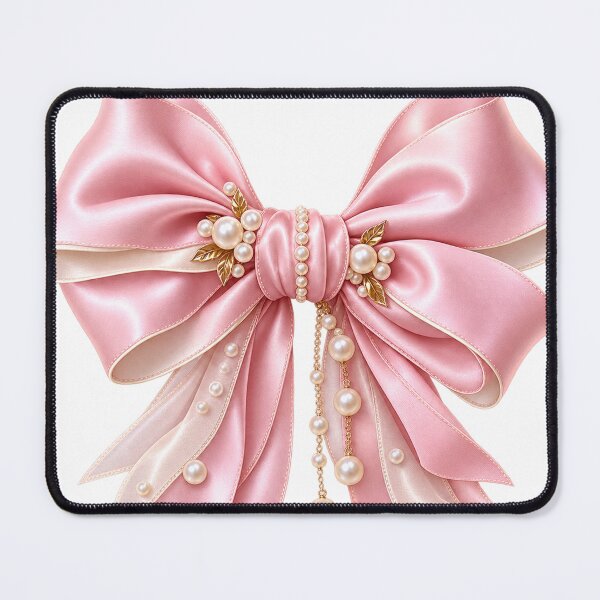Item preview, Elegant Pink Satin Bow with Pearls designed and sold by Gold&pixels.