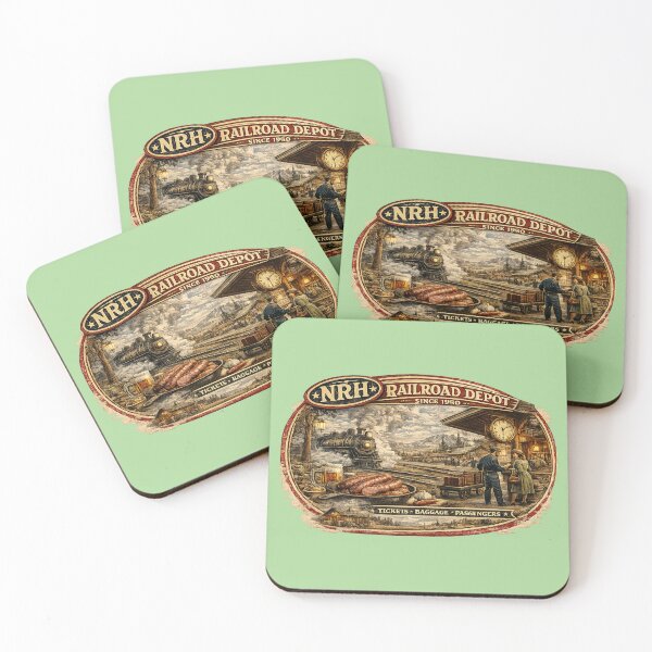 Item preview, NRH Railroad Depot Since 1950 Tickets Baggage Passengers Vintage Train Station Sign designed and sold by Normandy Road Heritage™ - Vintage Garage Art.