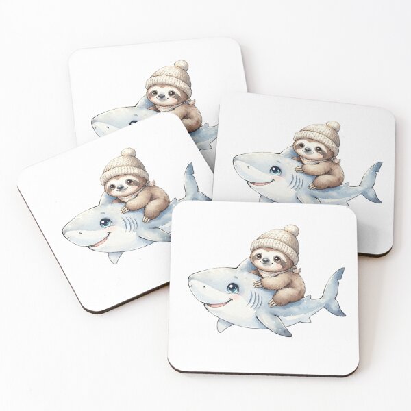 Item preview, Unlikely Friends: Cute Sloth Riding a Shark designed and sold by ArtisticDesignsbyLinda.