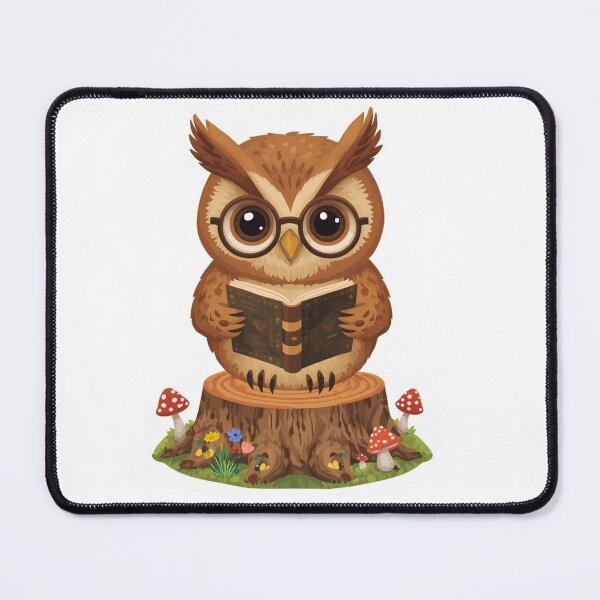 Item preview, Forest Owl Reading Book on Tree Stump designed and sold by Pandey14.