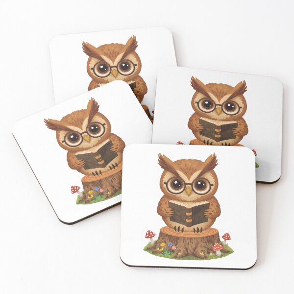 Item preview, Forest Owl Reading Book on Tree Stump designed and sold by Pandey14.
