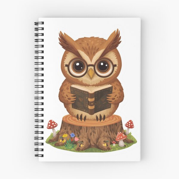 Item preview, Forest Owl Reading Book on Tree Stump designed and sold by Pandey14.