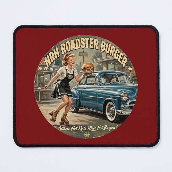 Item preview, NRH Roadster Burger Where Hot Rods Meet Hot Burgers Vintage Drive-In Diner Sign designed and sold by Normandy Road Heritage.