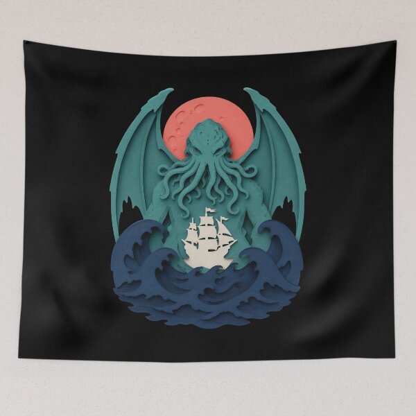 Item preview, Lovecraft Paper-Cut Cthulhu Over Stormy Seas designed and sold by Fenay Designs.