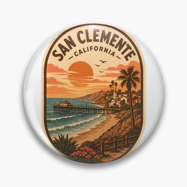 Item preview, San Clemente California Vintage Ocean Pier Beach Badge designed and sold by LittleArij.