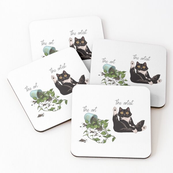 Item preview, Funny Tuxedo Cat Knocked Over Houseplant Pot Naughty Pet Illustration designed and sold by Daily-chaos.