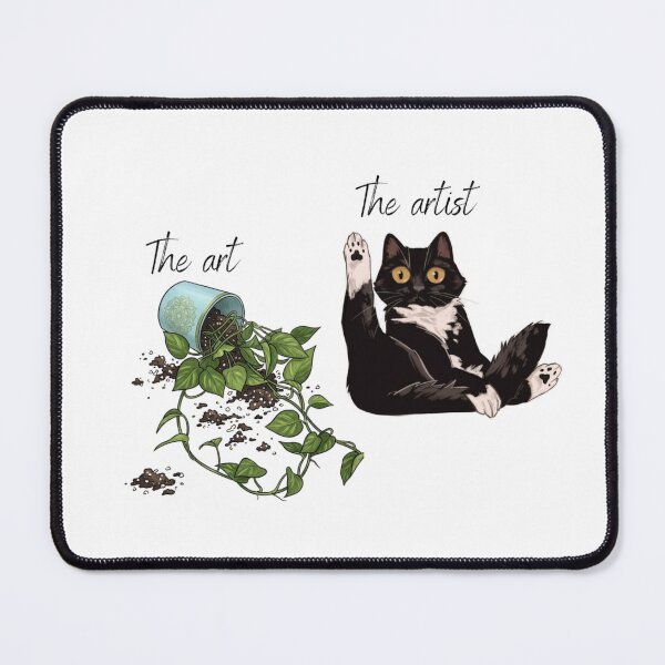 Item preview, Funny Tuxedo Cat Knocked Over Houseplant Pot Naughty Pet Illustration designed and sold by Daily-chaos.