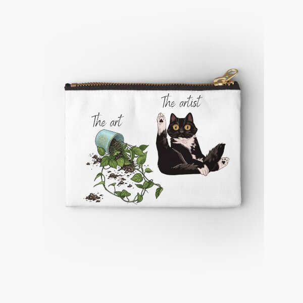 Item preview, Funny Tuxedo Cat Knocked Over Houseplant Pot Naughty Pet Illustration designed and sold by Daily-chaos.