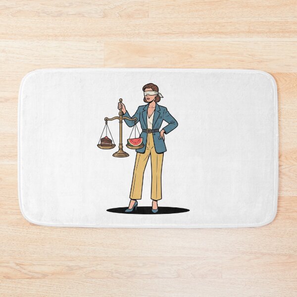 Item preview, Lady Justice Blindfolded Woman Balancing Cake and Watermelon Scales designed and sold by Rare By Hero.