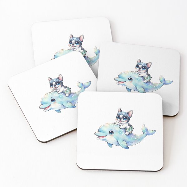 Item preview, Summer Fun: Puppy Riding a Dolphin designed and sold by ArtisticDesignsbyLinda.