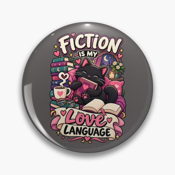Item preview, Fiction Is My Love Language Cute Black Cat Book Lover Design designed and sold by CreativeLook25.