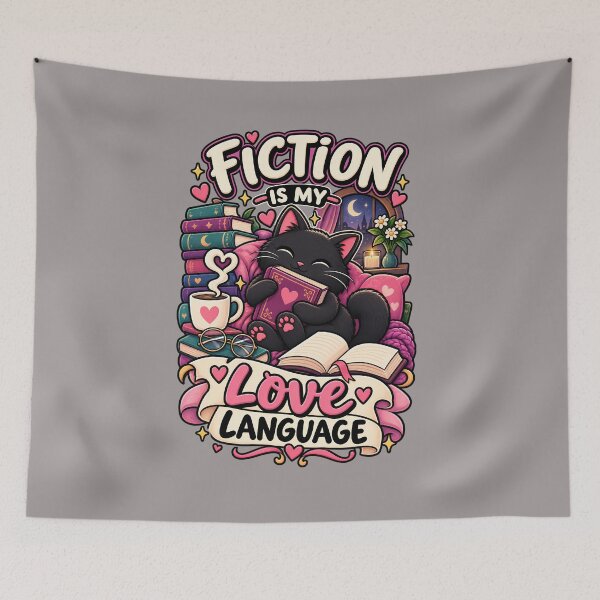 Item preview, Fiction Is My Love Language Cute Black Cat Book Lover Design designed and sold by CreativeLook25.