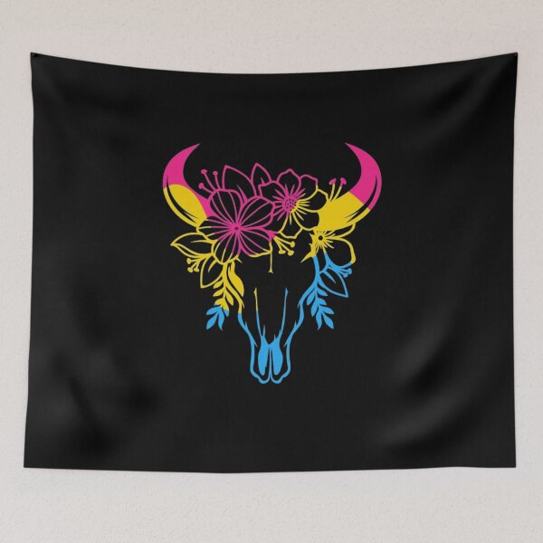 Item preview, Pansexual Western Cowgirl – Pan Pride Floral Bull Skull designed and sold by roartusa.
