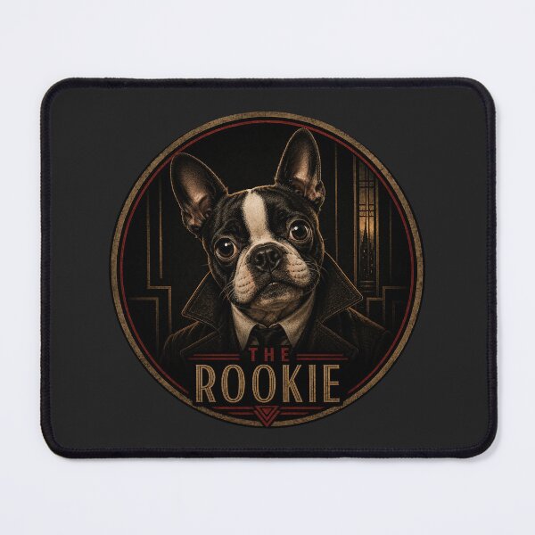 Item preview, The Rookie | Boston Terrier Noir Movie Poster | Shadows at Midnight designed and sold by FireWildChild.