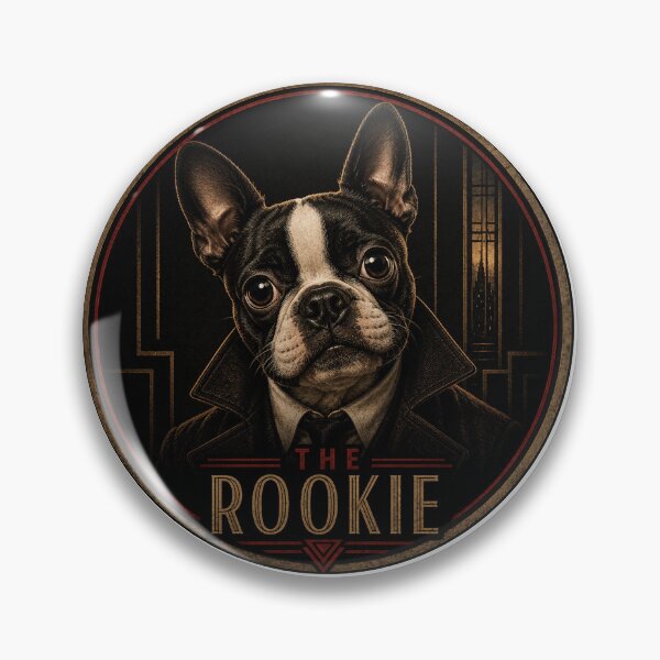 Item preview, The Rookie | Boston Terrier Noir Movie Poster | Shadows at Midnight designed and sold by FireWildChild.