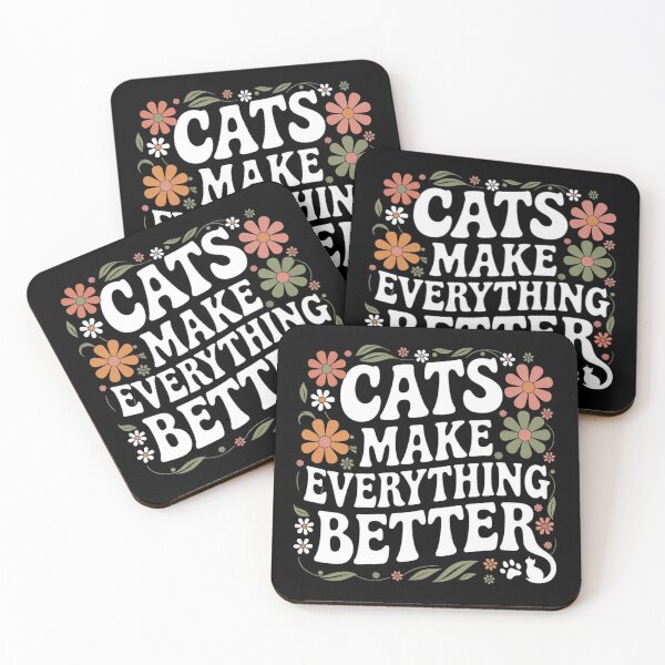 Item preview, Cats Make Everything Better | Cute Cat T-Shirt Slogan | Retro 70s Floral Graphic Design | Funny Gift Idea for Women and Girls | Vintage Cat Lover Motif designed and sold by Big Heart .