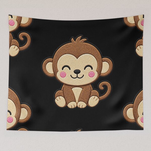 Item preview, Cute Baby Monkey Embroidery Patch Illustration designed and sold by ColorSplash123.
