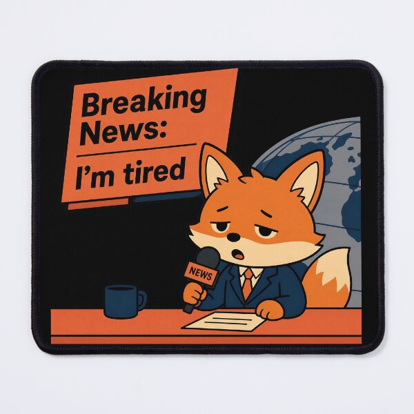 Item preview, Breaking News: I’m Tired – Baby Fox Reporter designed and sold by ManggaeJM.