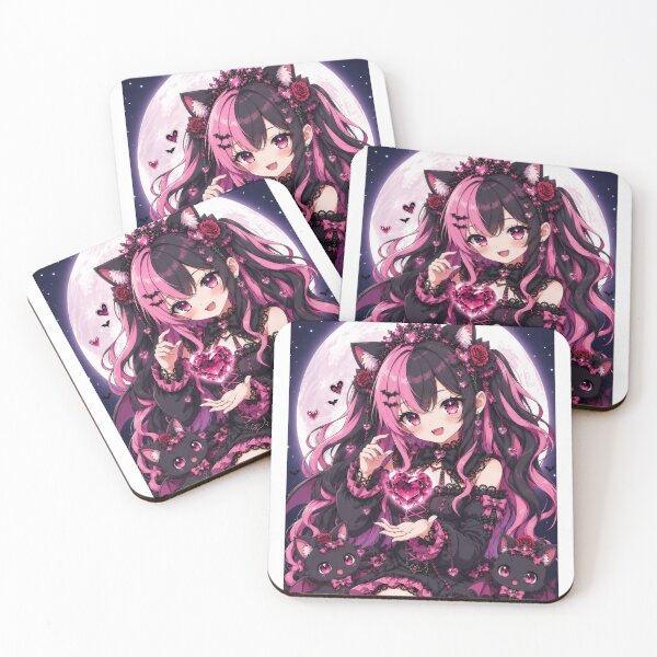 Item preview, Moonlit Crystal Heart Neko – Gothic Anime Girl designed and sold by Revyra Design .