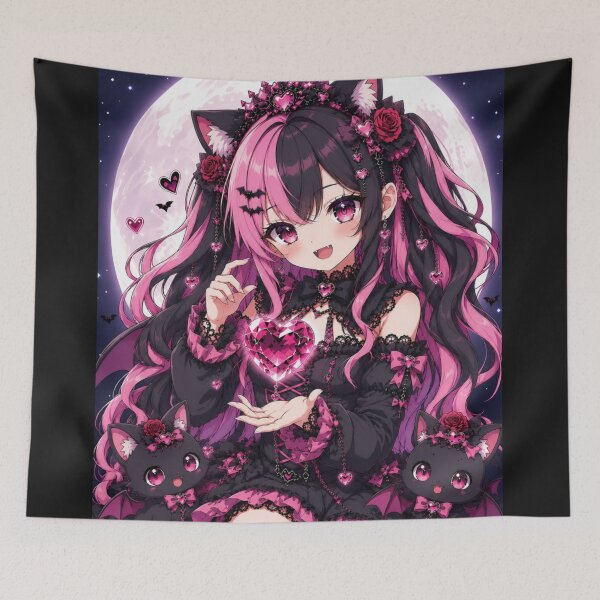 Item preview, Moonlit Crystal Heart Neko – Gothic Anime Girl designed and sold by Revyra Design .