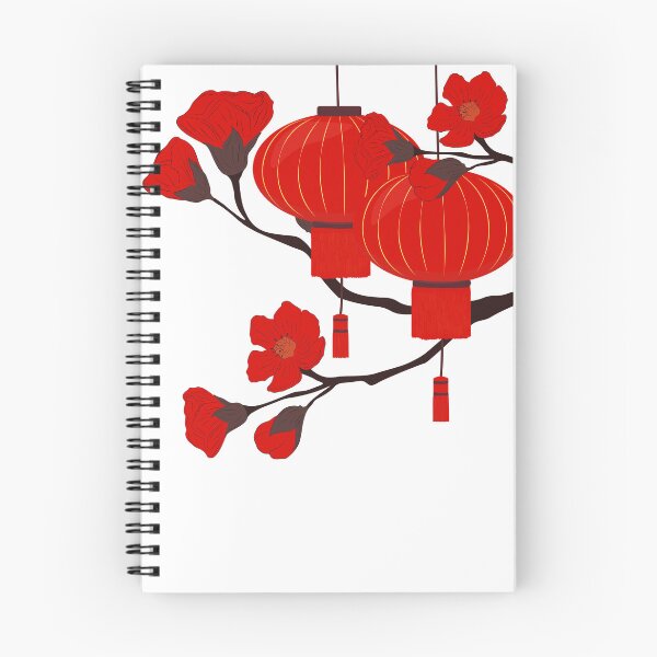 Item preview, Red Chinese Lanterns and Flowers – Traditional Asian Festival Design designed and sold by EmeraldeaArt.