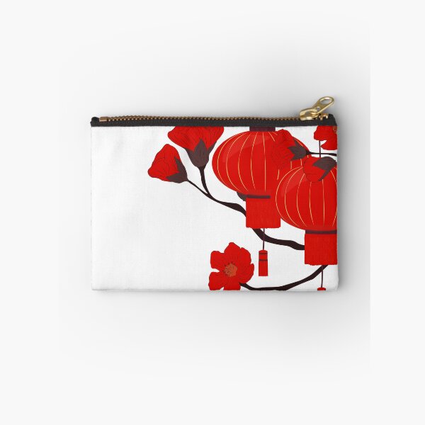 Item preview, Red Chinese Lanterns and Flowers – Traditional Asian Festival Design designed and sold by EmeraldeaArt.
