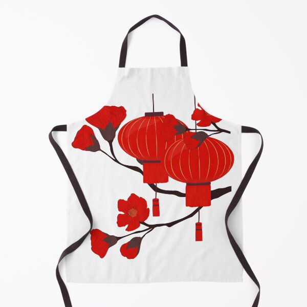 Item preview, Red Chinese Lanterns and Flowers – Traditional Asian Festival Design designed and sold by EmeraldeaArt.