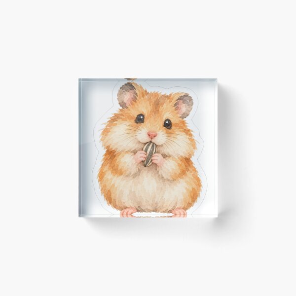Item preview, watercolor hamster eating a sunflower seed designed and sold by introvertarts.
