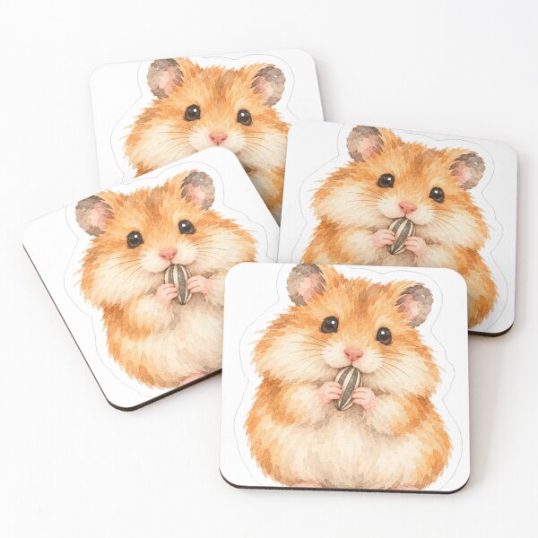 Item preview, watercolor hamster eating a sunflower seed designed and sold by introvertarts.
