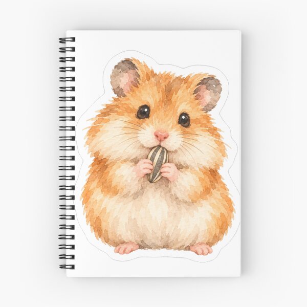Item preview, watercolor hamster eating a sunflower seed designed and sold by introvertarts.