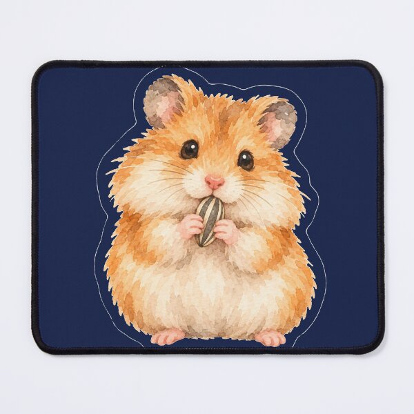 Item preview, watercolor hamster eating a sunflower seed designed and sold by introvertarts.
